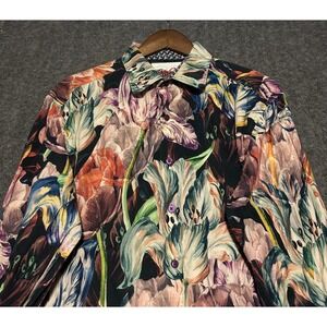 Robert graham button up shirt long sleeve club loud floral colorful Large read